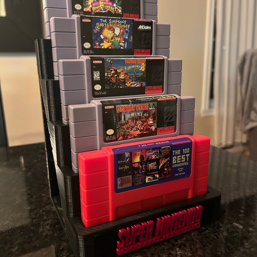 Super Nintendo cartridges display